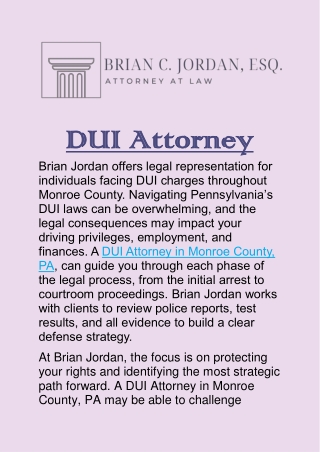 DUI Attorney in Monroe County, PA: Legal Help After a DUI Charge