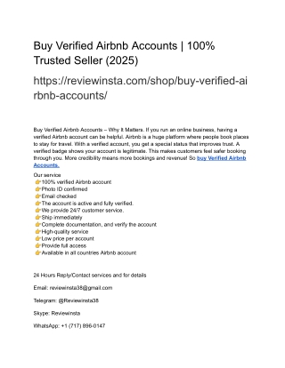 Buy Verified Airbnb Accounts _ 100% Trusted Seller (2025)