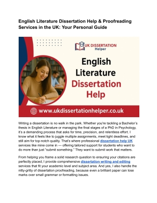 English Literature Dissertation Help & Proofreading Services in the UK_ Your Personal Guide