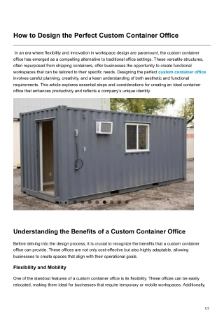 How to Design the Perfect Custom Container Office
