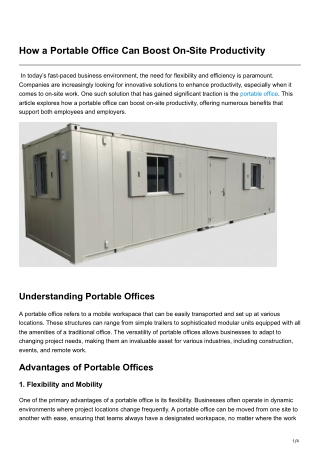 How a Portable Office Can Boost On-Site Productivity