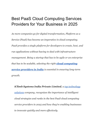 Best PaaS Cloud Computing Services Providers for Your Business in 2025
