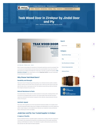 Teak Wood Door in Zirakpur By Jindal Door And Ply