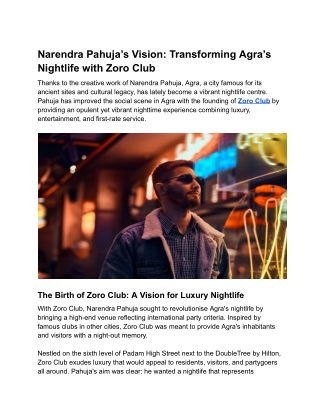 Zoro Club by Narendra Pahuja Redining Agra's Luxury Nightlife