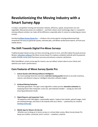 Revolutionizing the Moving Industry with a Smart Survey App