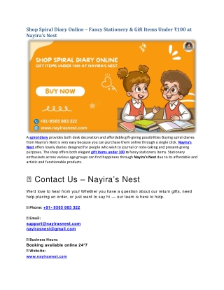 Shop Spiral Diary Online – Fancy Stationery & Gift Items Under ₹100 at Nayira’s