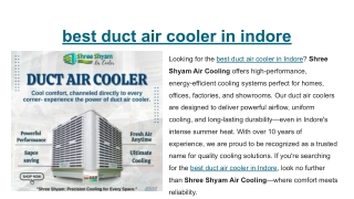 best duct air cooler in indore