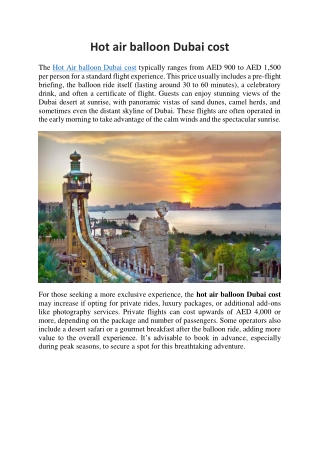 Hot air balloon Dubai cost