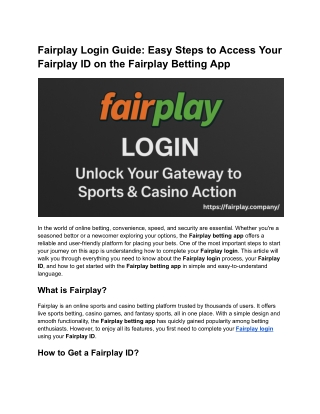 Fairplay Login Guide_ Easy Steps to Access Your Fairplay ID on the Fairplay Betting App”