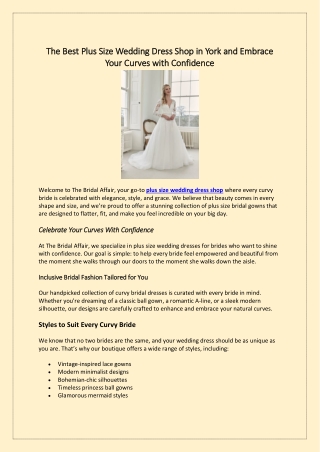 Bridal Gowns in Harrogate