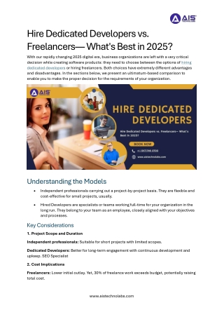 Hire Dedicated Developers vs Freelancers What's Best in 2025