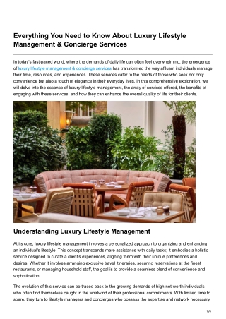 Everything You Need to Know About Luxury Lifestyle Management Concierge Services