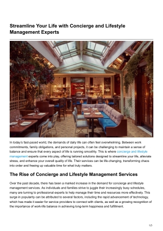 Streamline Your Life with Concierge and Lifestyle Management Experts