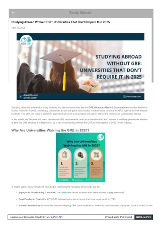 Study Abroad Without GRE Latest 2025 Updates & University List