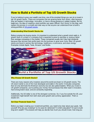How to Build a Portfolio of Top US Growth Stocks