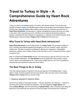 Travel to Turkey in Style – A Comprehensive Guide by Heart Rock Adventures