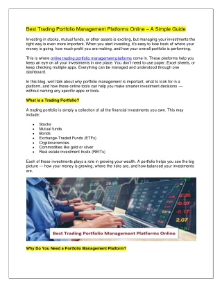 Best Trading Portfolio Management Platforms Online – A Simple Guide