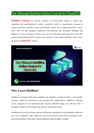 Matillion Training Online | Matillion Etl Training