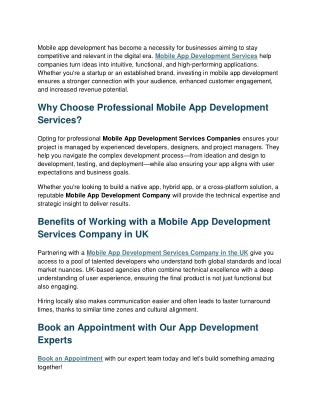 Top Mobile App Development Services for Business Growth