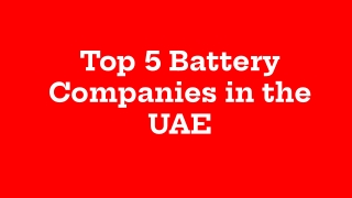 Top 5 Battery Companies in the UAE,