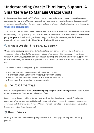 Understanding Oracle Third Party Support A Smarter Way to Manage Oracle Costs