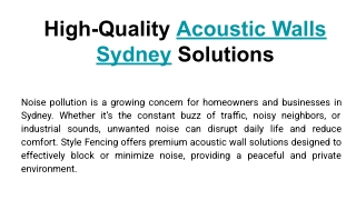 High-Quality Acoustic Walls Sydney Solutions