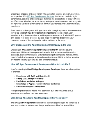 Reliable iOS App Development Services for Your Business