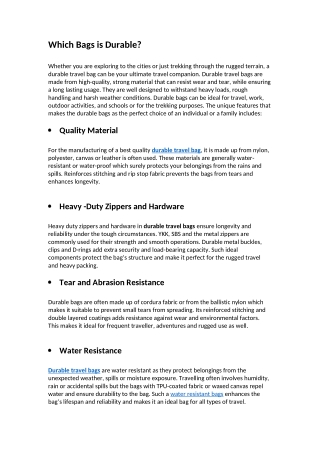 Which Bags are Durable