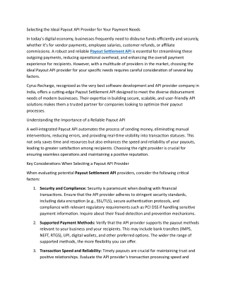 Selecting the Ideal Payout API Provider for Your Payment Needs
