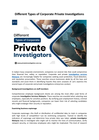 Different Types of Corporate Private Investigations