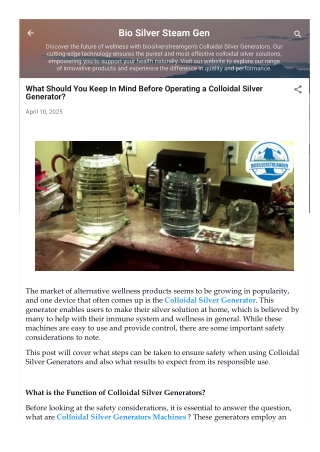 What Should You Keep In Mind Before Operating a Colloidal Silver Generator