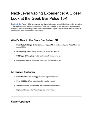 Next-Level Vaping Experience_ A Closer Look at the Geek Bar Pulse 15K