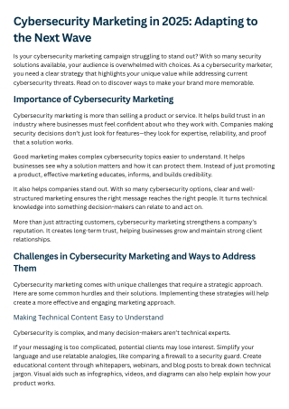 Cybersecurity Marketing in 2025 Adapting to the Next Wave