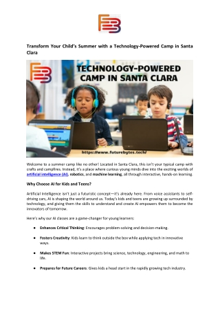 Transform Your Child’s Summer with a Technology-Powered Camp in Santa Clara