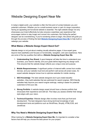 Website Designing Expert Near Me
