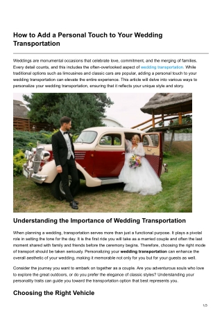 How to Add a Personal Touch to Your Wedding Transportation