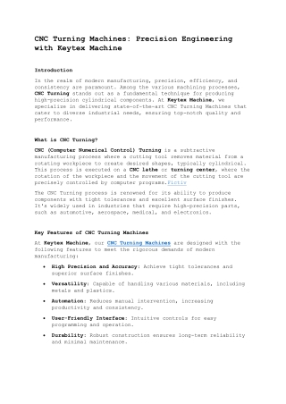 CNC Turning Machines Precision Engineering with Keytex Machine