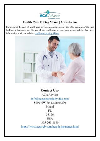 Health Care Pricing Miami  Acaweb.com