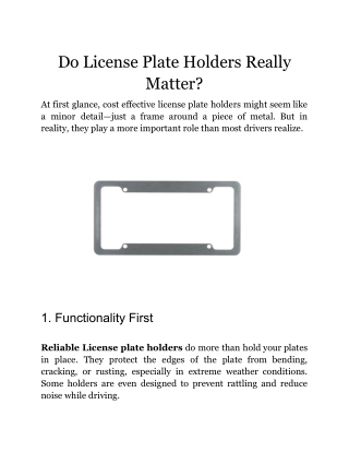 Do You Actually Need a License Plate Holders?