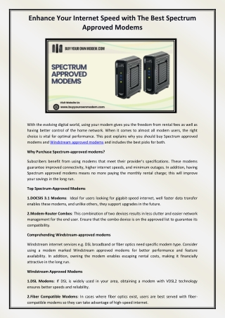 SPECTRUM APPROVED MODEMS