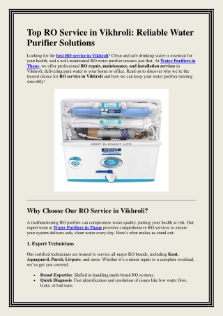 Top RO Service in Vikhroli
