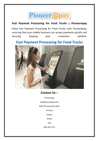 Fast Payment Processing For Food Trucks  Pioneerepay
