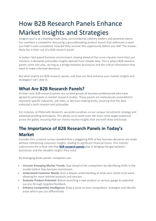 How B2B Research Panels Enhance Market Insights and Strategies