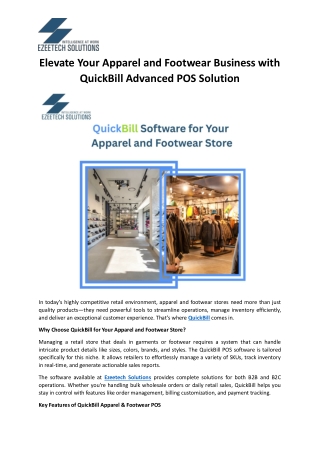 Elevate Your Apparel and Footwear Business with QuickBill Advanced POS Solution