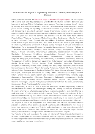 BTech Live CSE Major IOT Engineering Projects in Chennai _ Btech Projects in Chennai