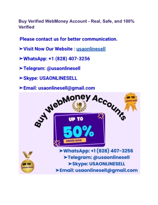 Buy Verified WebMoney Account - Real, Safe, and 100% Verified