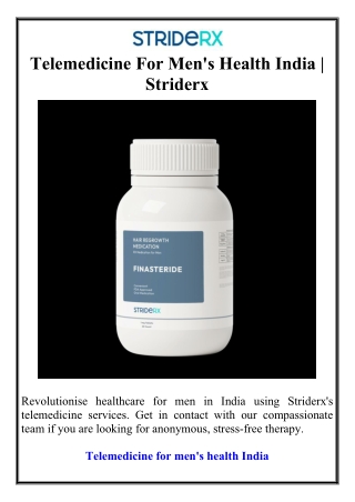 Telemedicine For Men's Health India | Striderx