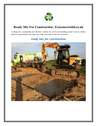 Ready Mix For Construction Ecoconcreteltd.co.uk