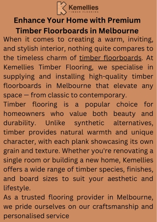 Enhance Your Home with Premium Timber Floorboards in Melbourne