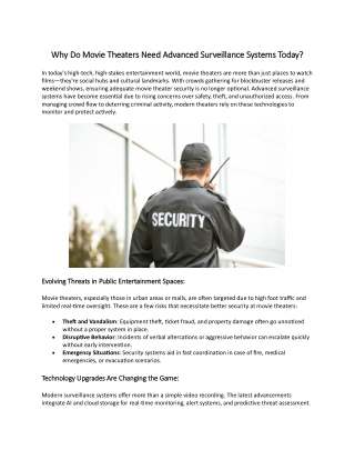 Why Do Movie Theaters Need Advanced Surveillance Systems Today?
